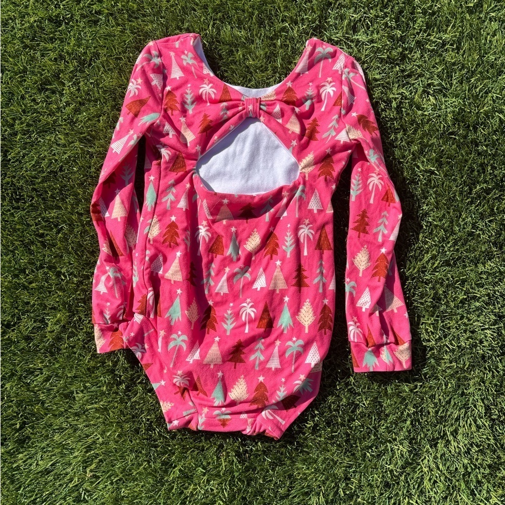 Busybodleos Christmas Tree Long Sleeve Pink Size 7 Leotard - Picture 3 of 4